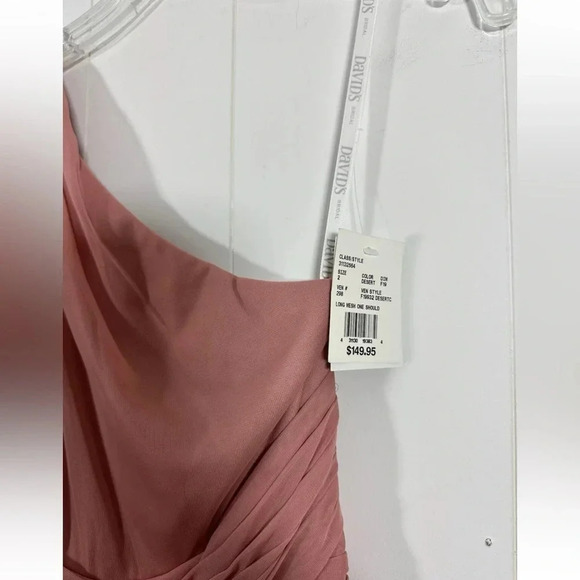 David's Bridal One Shoulder Mesh Bridesmaid Dress Full Skirt Style F19932 - Picture 5 of 6